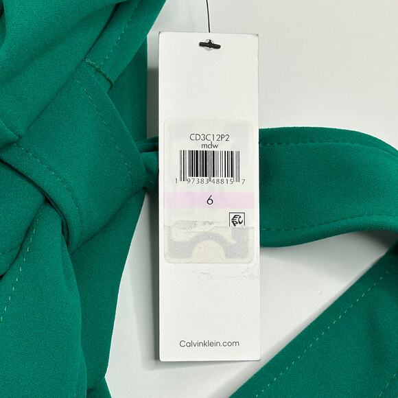 NWD Calvin Klein Kelly Green Sleeveless Belted Cropped Jumpsuit Womens Size 6 - Picture 9 of 12